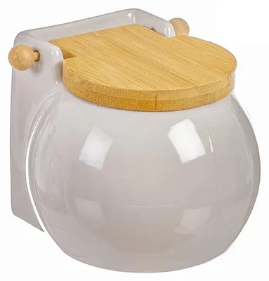 Salzstreuer aus Keramik, quadratisch, Bambusdeckel, 12 cm