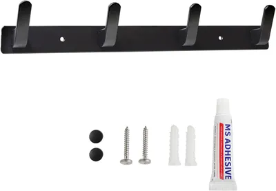 Imagen del producto de Barra de gancho de aluminio, con 4 ganchos, para cocina, baño y pasillo