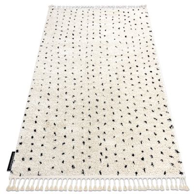 Koberec BERBER SYLA B752 krémový s tečky - střapce, Maroko Shaggy béžový 240x330 cm