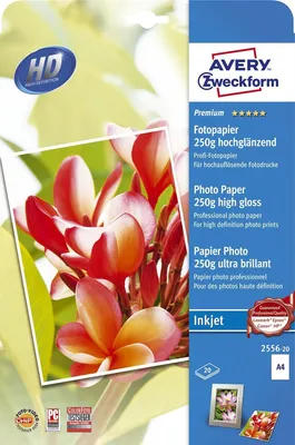 Immagine prodotto di Avery Zweckform® 2556-20 Carta fotografica premium a getto d'inchiostro DIN A4 lucido 250 g/m² 20 fogli