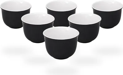 Produktbild von Nelly Teetassen / Teecups / 6 Tassen Keramik je 120ml, weiß/schwarz
