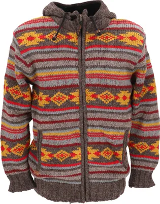Produktbild von Uni Strickjacke, Wolljacke, Nepaljacke - Braun/bunt, Herren, Wolle, Größe: M