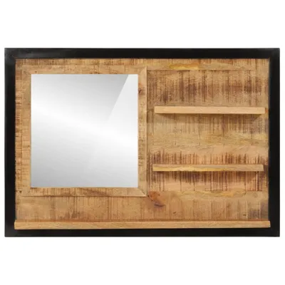 Immagine prodotto di Specchio con Ripiani 80x8x55 cm Vetro e Legno Massello di Mango