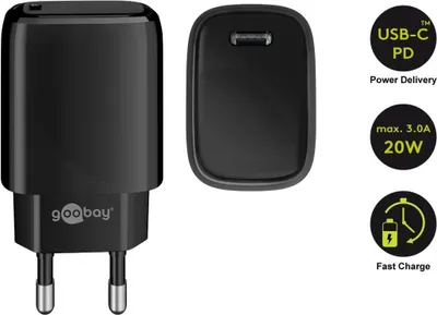 Produktbild von USB-C™ PD GaN Schnellladegerät (20 W) schwarz 1x USB-C™-Anschluss (Power Delivery)