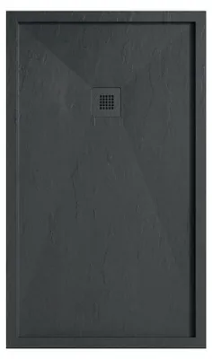 Produktbild von Mineralguss-Duschwanne extra flach mit Rand SARIN ANTHRAZIT 70x100 cm Auslaufschutz in Farbe