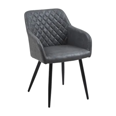 Image de CLIPOP 1 set chaise de salle à manger, similicuir rembourré fauteuil avec dossier,gris foncé