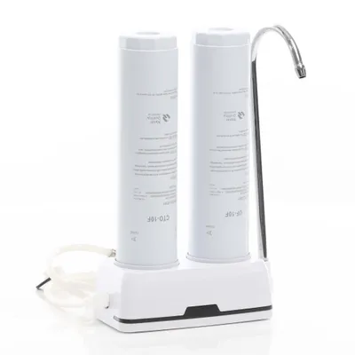 Obrázok produktu pre Naturewater NW-2-CTOUF 2-stupňový pultový vodný filter, 5 µ, bloková filtračná vložka s aktívnym uhlím a ultrafilter, s univerzálnym adaptérom, vodovodný kohútik