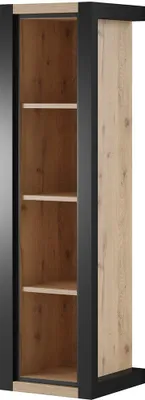 Image de Bibliothèque suspendue ou à poser collection TIVORA. Couleur chêne et noir.