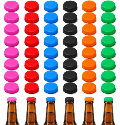 48 bunte Silikon-Kronkorken für Bier- und Glasflaschen