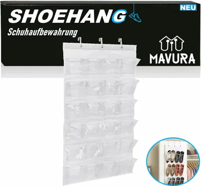 Obrázok produktu pre SHOEHANG Závesný úložný priestor Závesný policový organizér Držiak na topánky Policové dvierka 24 priehradiek