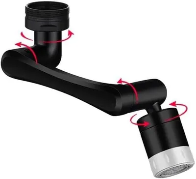 Immagine prodotto di Prolunga per rubinetto universale - Aeratore girevole per rubinetto - Risparmio idrico - 1440 gradi di rotazione - 20/22/24 mm - Nero