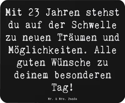 Produktbild von Mr. & Mrs. Panda Mauspad Spruch 23. Geburtstag - Schwarz - Geschenk, Mousepad, laptop, Mouse Pad, pc, Glückwunsch, Erfahrungen, Happy Birthday, Glück, guten Wünsche