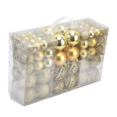 Obrázok produktu pre 100ks vianočných ozdôb Shatterproof závesné ozdoby na vianočné stromčeky (Gold)
