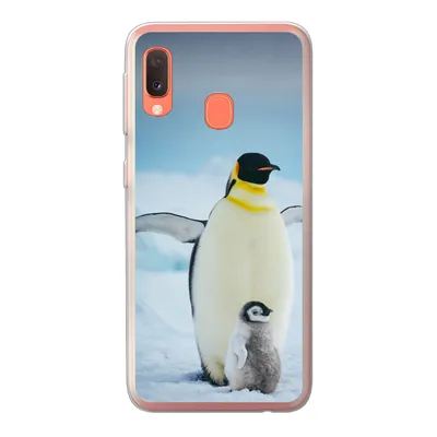 Produktbild von MuchoWow® Handyhülle Schutzhülle Hülle für Samsung Galaxy A20e Kaiserpinguin mit Jungen Silikon Softcase Handy Hülle - Abdeckung