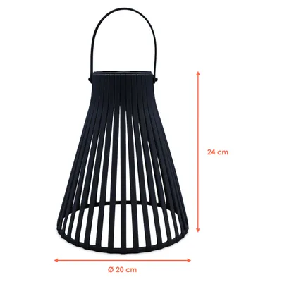 Obrázek produktu pro Solární lucerna ve tvaru trychtýře - cca 23x20 cm - z plastu v černé barvě