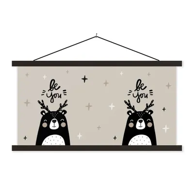 Produktbild von MuchoWow® Textilposter Sprichwörter - Sei du - Zitate - Baby - Kinder - Kinder 150x75 cm mit schwarzem Rahmen - Posterleiste
