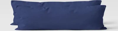Produktbild von 2er Set Renforcé UNI Kissenhüllen 40x145 cm Seitenschläferkissen Garnitur 100% Baumwolle Mit Reißverschluss navyblau
