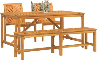 Image de vidaXL Ensemble de jardin 4 pcs brun bois massif acacia