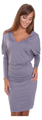 Produktbild von Damen Kleid Mini-Kleid mit Fledermaus Ärmel; Grau L/XL 40/42