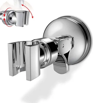 Produktbild von Handbrause Halterung Ohne Bohren, Verstellbarer Duschkopf Halterung mit Saugnapf, Brausehalter 360?Drehbar und 90? Einstellbar, Abnehmbare Wandmontage Saughalterung für Handbrause(Silber)