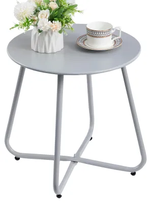 Produktbild von Runder Beistelltisch, Gartentisch, Balkontisch, Metall, grau