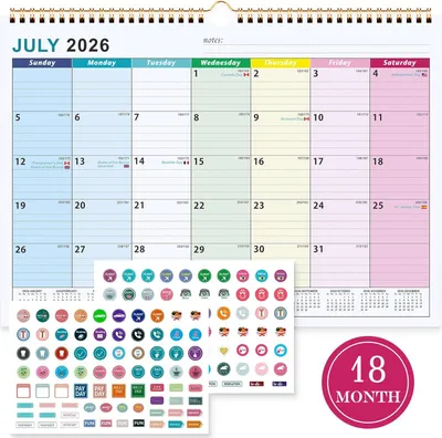 Produktbild von Wandkalender 2026-2027, A4, 18 Monate, mit Ferienübersicht