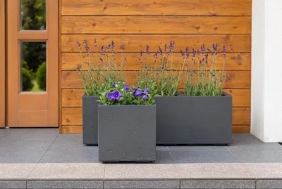 Image de Boîte de rangement KARO, dimensions 900 x 300 x 300, couleur anthracite, matériau : béton