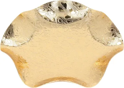 Productafbeelding van Vergalvaniseerde gouden fruitschaal van 19 cm met patroon - serveerschaal voor snacks en fruit, geschikt voor decoratie