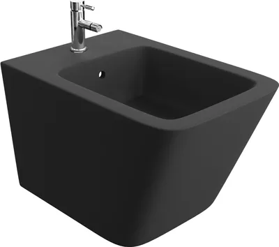 Produktbild von LAVITA Universal Wand-Bidet Lago Black mit Hahnloch und Überlaufschutz aus Keramik | Sitzwaschbecken zur Montage an der Wand | Hygienisch und Pflegeleicht | 34x48,5x32,5 cm |