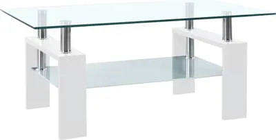 Obrázok produktu pre Konferenčný stolík biely a priehľadný 95x55x40 cm tvrdené sklo