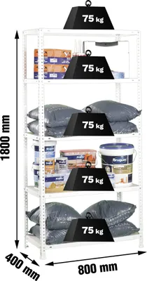 Image de Etagère Légère Avec Vis Advantage Mini 5/400 Blanc Blanc 1800x800x400 - Simonrack