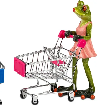 Produktbild von Dekofigur Froschfrau mit Einkaufswagen H. 18cm Formano Froschhausen
