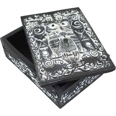 Produktbild von "Zaubereule", schwarze Tarotbox Deckel lose