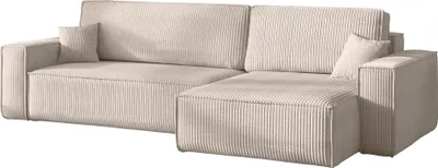 Produktbild von Kaiser Möbel Ecksofa mit schlaffunktion und bettkasten, Eckcouch BEST XL  stoff Poso Dicker Cord Beige Rechts