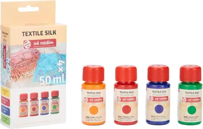 Produktbild von Talens Seidentextilfarben Set Basis 4 x 50 ml für kreative Stoffe