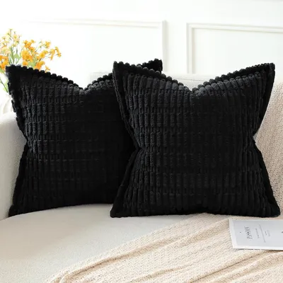Produktbild von Kissenbezüge Kordsamt 2er Set 45x45cm Schwarz