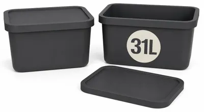 Produktbild von Plastard Aufbewahrungsbox mit Deckel 2er-Set 31 Liter in Anthrazit