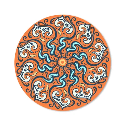 Produktbild von MuchoWow® Mauspad Mousepad Mandala - Blätter - Blau - Orange 50x50 cm - Mousepads - Maus Mat - Pad - Mausunterlage - Vinyl