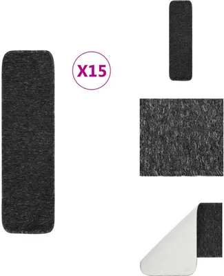 Obrázek produktu pro vidaXL Protiskluzové rohože 15 ks 75x20 cm antracitové obdélníkové - Rohože na schody