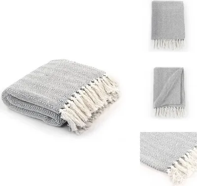 Zdjęcie produktu dla vidaXL Narzuta bawełniana w jodełkę 125x150 cm szara - Koce