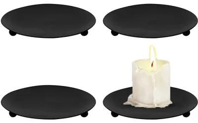 4er-Set Retro Kerzenhalter aus Eisen, 10 cm, schwarz