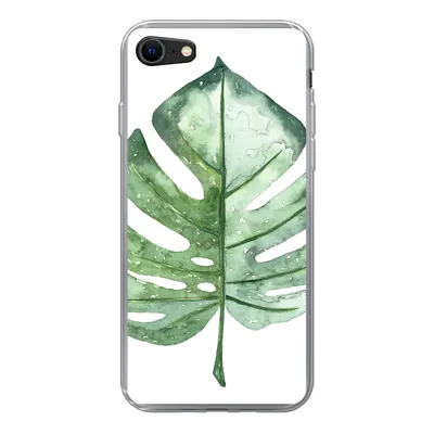 Produktbild von MuchoWow® Handyhülle Schutzhülle Hülle für iPhone SE 2020 Aquarell - Monstera - Blatt Silikon Softcase Handy Hülle - Kartenbesitzer