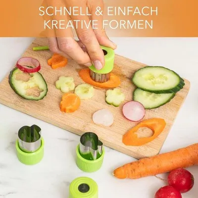 Produktbild von Famanu Ausstechformen 9-teilig - Edelstahl mit Schutzgriffen für Kinder (grün)