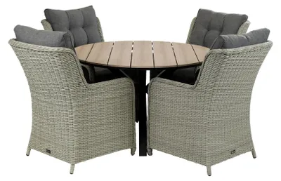 Produktbild von 5-teiliges Gartenset | 4 Dublin Gartenstühle | Limasol Gartentisch | ø 120 cm