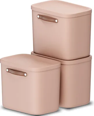 Produktbild von Rotho Aufbewahrungsbox 3er-Set 25L Maloja - Kunststoffbox 40 x 23,5 x 34 cm - Box mit Deckel - Stapelbox sicher verschließbar - Plastikbox