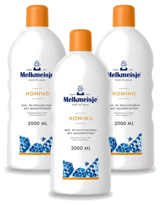 Productafbeelding van 3 x Melkmeisje Bad- en douchecrème Honing - 2000 ml - Voordeelverpakking - 3 stuks