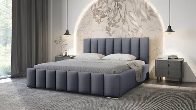 Obrázek produktu pro Elegantní čalouněná postel 140x200 MADALENA 2 s úložným prostorem - šedá