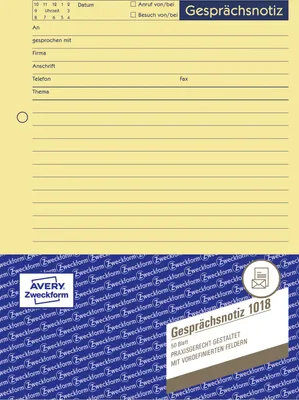 Zdjęcie produktu dla Avery 1018, Żółty, Prostokąt, A5, 50 ark., Papier, 14,8 cm