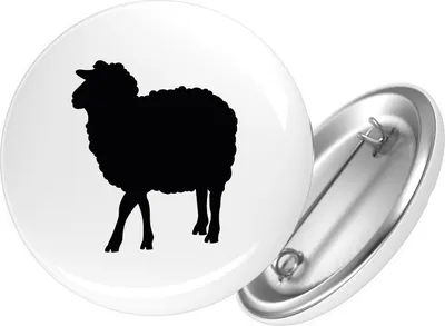 Produktbild von Huuraa Button Schaf Silhouette 59mm rund mit Sicherheitsnadel Ansteckbutton Geschenkidee