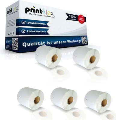 Produktbild von 5x Kompatible Etiketten-Rollen für Dymo 99015 Labelwriter 450 Twin Turbo Labelwriter DUO Labelwriter SE 450 Labelwriter Twin Turbo 99015 S0722440 70mm x 54mm 320 Etiketten 70 mm x 54 mm 320 Label Office Eco Serie